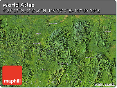 Satellite Map of the Area around 1° 45' 3" N, 117° 22' 30" E