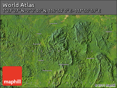 Satellite Map of the Area around 1° 45' 3" N, 117° 22' 30" E
