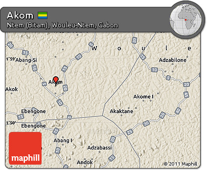 Shaded Relief Map of Akom