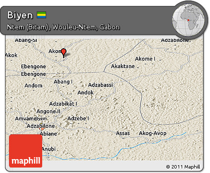Shaded Relief Panoramic Map of Biyen