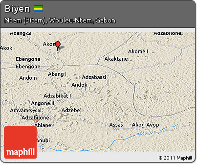 Shaded Relief Panoramic Map of Biyen