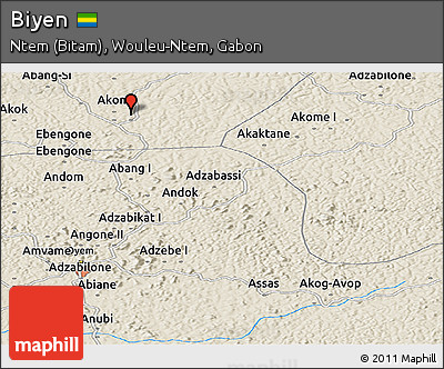 Shaded Relief Panoramic Map of Biyen