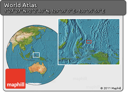 Satellite Location Map of the Area around 1° 45' 3" N, 130° 7' 30" E