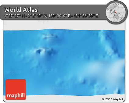 Physical 3D Map of the Area around 1° 45' 3" N, 130° 58' 29" E