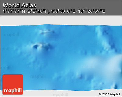 Physical 3D Map of the Area around 1° 45' 3" N, 130° 58' 29" E