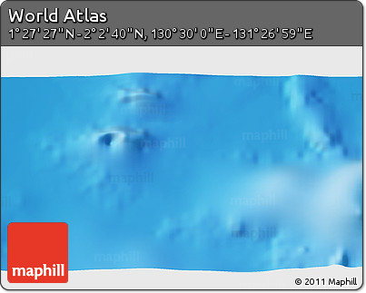 Physical 3D Map of the Area around 1° 45' 3" N, 130° 58' 29" E