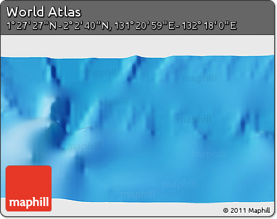 Physical 3D Map of the Area around 1° 45' 3" N, 131° 49' 29" E
