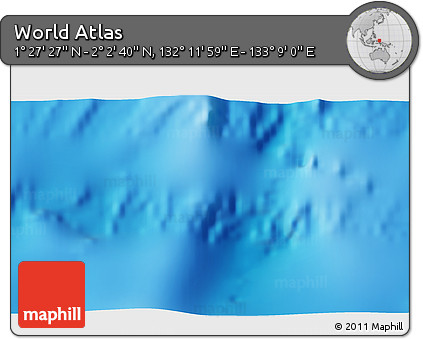 Physical 3D Map of the Area around 1° 45' 3" N, 132° 40' 30" E