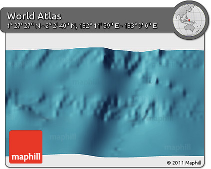 Satellite 3D Map of the Area around 1° 45' 3" N, 132° 40' 30" E