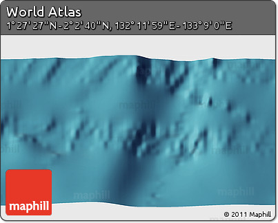 Satellite 3D Map of the Area around 1° 45' 3" N, 132° 40' 30" E