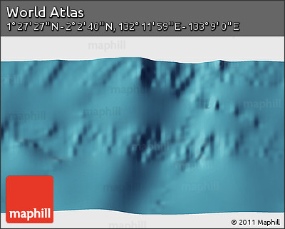 Satellite 3D Map of the Area around 1° 45' 3" N, 132° 40' 30" E