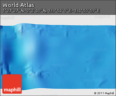 Physical 3D Map of the Area around 1° 45' 3" N, 134° 22' 30" E