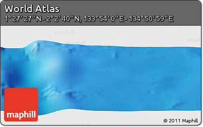 Physical Panoramic Map of the Area around 1° 45' 3" N, 134° 22' 30" E