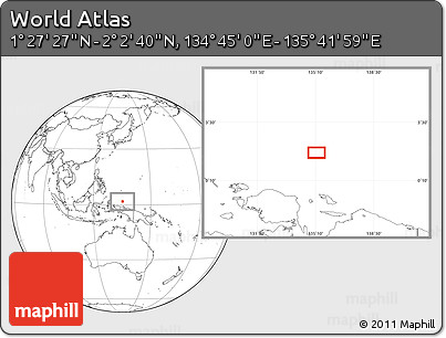 Blank Location Map of the Area around 1° 45' 3" N, 135° 13' 29" E