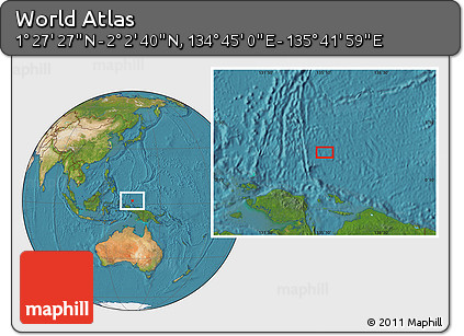 Satellite Location Map of the Area around 1° 45' 3" N, 135° 13' 29" E