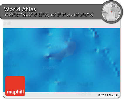 Physical 3D Map of the Area around 1° 45' 3" N, 13° 31' 30" W