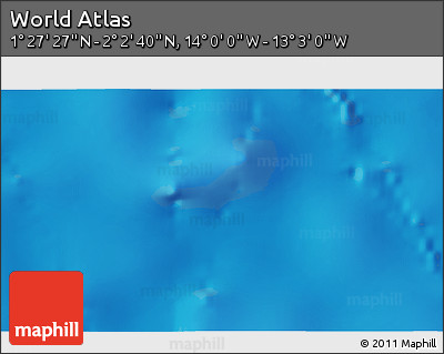 Physical 3D Map of the Area around 1° 45' 3" N, 13° 31' 30" W