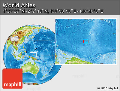 Physical Location Map of the Area around 1° 45' 3" N, 140° 19' 29" E