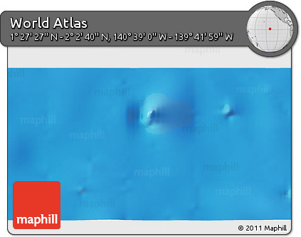 Shaded Relief 3D Map of the Area around 1° 45' 3" N, 140° 10' 30" W