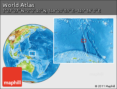 Physical Location Map of the Area around 1° 45' 3" N, 148° 49' 29" E