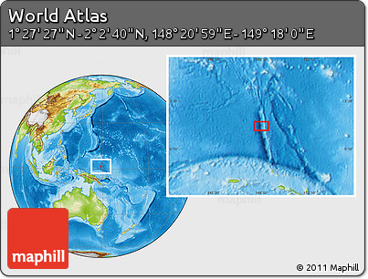 Physical Location Map of the Area around 1° 45' 3" N, 148° 49' 29" E