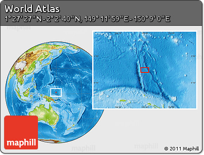 Physical Location Map of the Area around 1° 45' 3" N, 149° 40' 30" E