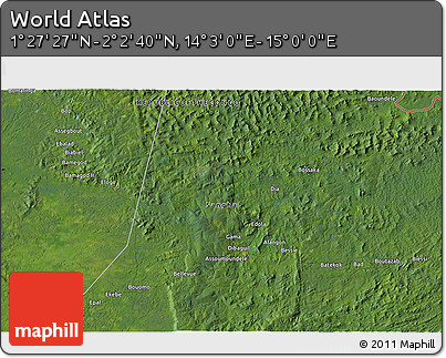 Satellite 3D Map of the Area around 1° 45' 3" N, 14° 31' 30" E