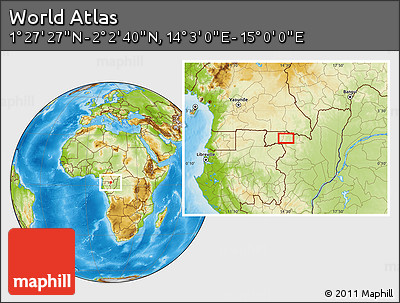 Physical Location Map of the Area around 1° 45' 3" N, 14° 31' 30" E