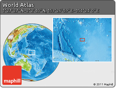 Physical Location Map of the Area around 1° 45' 3" N, 153° 55' 30" E