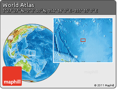 Physical Location Map of the Area around 1° 45' 3" N, 154° 46' 30" E