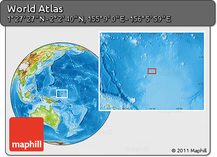 Physical Location Map of the Area around 1° 45' 3" N, 155° 37' 30" E