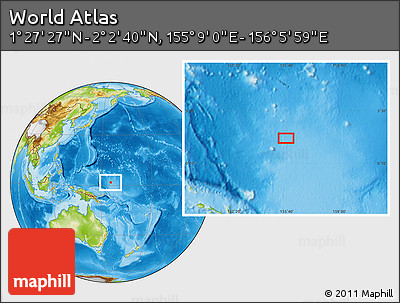 Physical Location Map of the Area around 1° 45' 3" N, 155° 37' 30" E