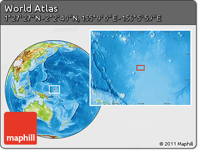 Physical Location Map of the Area around 1° 45' 3" N, 155° 37' 30" E