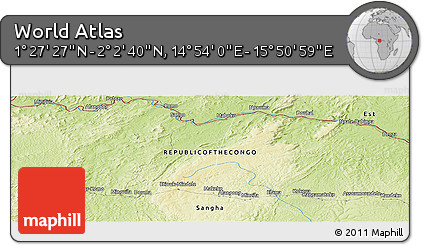 Physical Panoramic Map of the Area around 1° 45' 3" N, 15° 22' 30" E