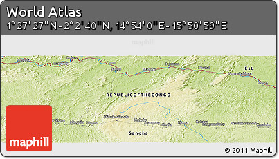 Physical Panoramic Map of the Area around 1° 45' 3" N, 15° 22' 30" E