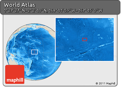 Shaded Relief Location Map of the Area around 1° 45' 3" N, 168° 13' 29" W