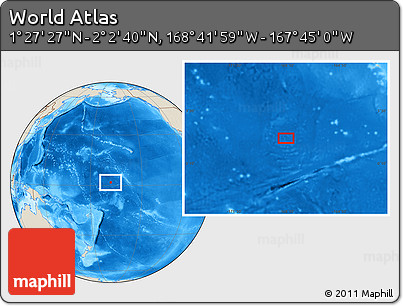 Shaded Relief Location Map of the Area around 1° 45' 3" N, 168° 13' 29" W