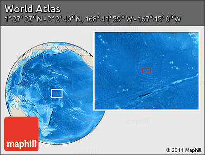 Shaded Relief Location Map of the Area around 1° 45' 3" N, 168° 13' 29" W