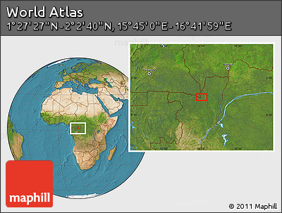 Satellite Location Map of the Area around 1° 45' 3" N, 16° 13' 30" E