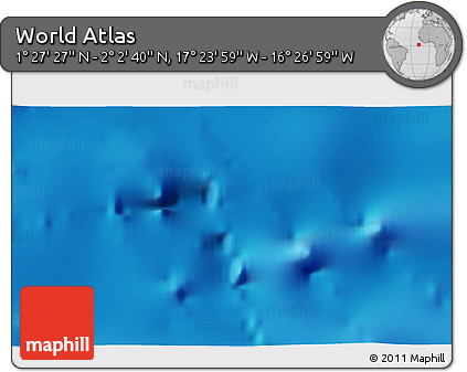 Physical 3D Map of the Area around 1° 45' 3" N, 16° 55' 29" W