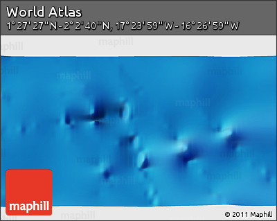 Physical 3D Map of the Area around 1° 45' 3" N, 16° 55' 29" W