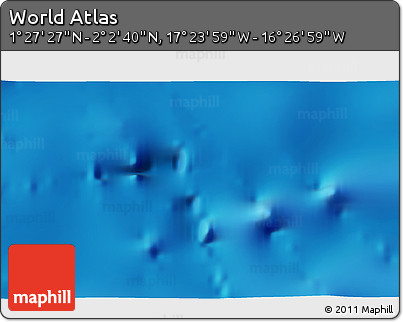 Physical 3D Map of the Area around 1° 45' 3" N, 16° 55' 29" W