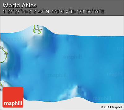 Physical 3D Map of the Area around 1° 45' 3" N, 173° 28' 29" E