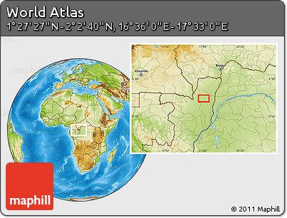 Physical Location Map of the Area around 1° 45' 3" N, 17° 4' 30" E