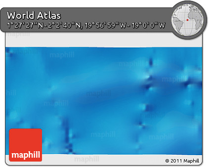 Shaded Relief 3D Map of the Area around 1° 45' 3" N, 19° 28' 30" W