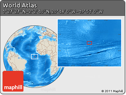 Shaded Relief Location Map of the Area around 1° 45' 3" N, 20° 19' 30" W