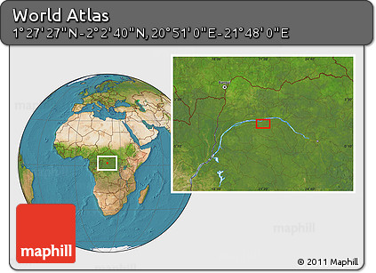 Satellite Location Map of the Area around 1° 45' 3" N, 21° 19' 30" E