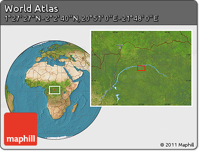 Satellite Location Map of the Area around 1° 45' 3" N, 21° 19' 30" E