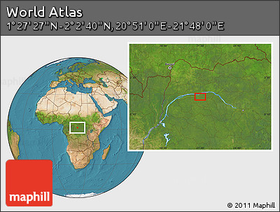 Satellite Location Map of the Area around 1° 45' 3" N, 21° 19' 30" E