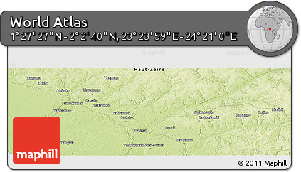 Physical Panoramic Map of the Area around 1° 45' 3" N, 23° 52' 30" E